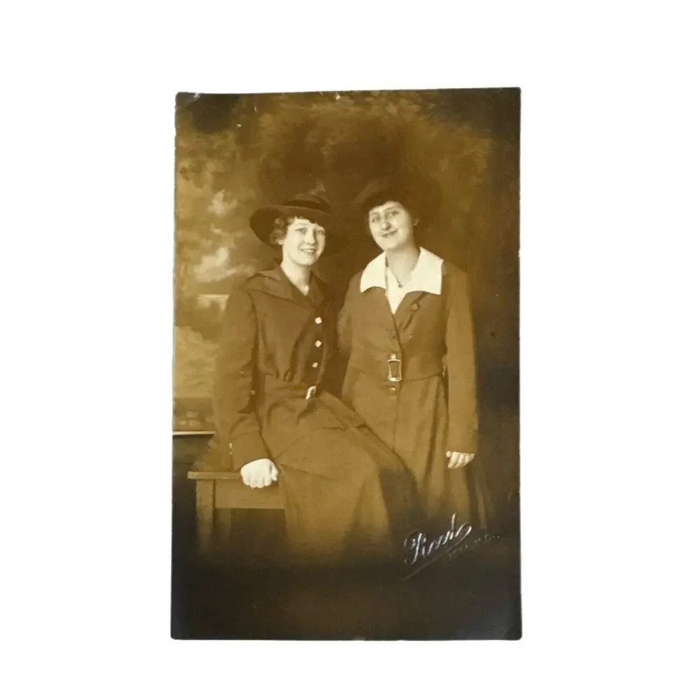 Antique RPPC Postcard Portraits Ephemera Women Portrait Greeting Card Sepia Tone